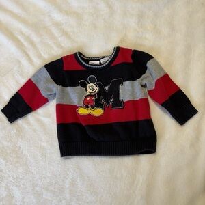 Disney Mickey Mouse pull over striped sweater 3 month baby boy red black grey